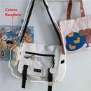 Harajuku Versatile Messenger Bag, Retro Street Crossbody Bag, Student School Canvas Bag,Casual Large Capacity Shoulder Bag - M & M Global