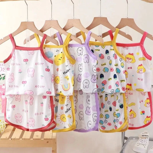 2025 Kids Cotton Clothes Girls Summer Clothes Sets Summer New Baby Sleeveless Tops + Shorts 2 Pieces Suit Girls Clothing Set - M & M Global
