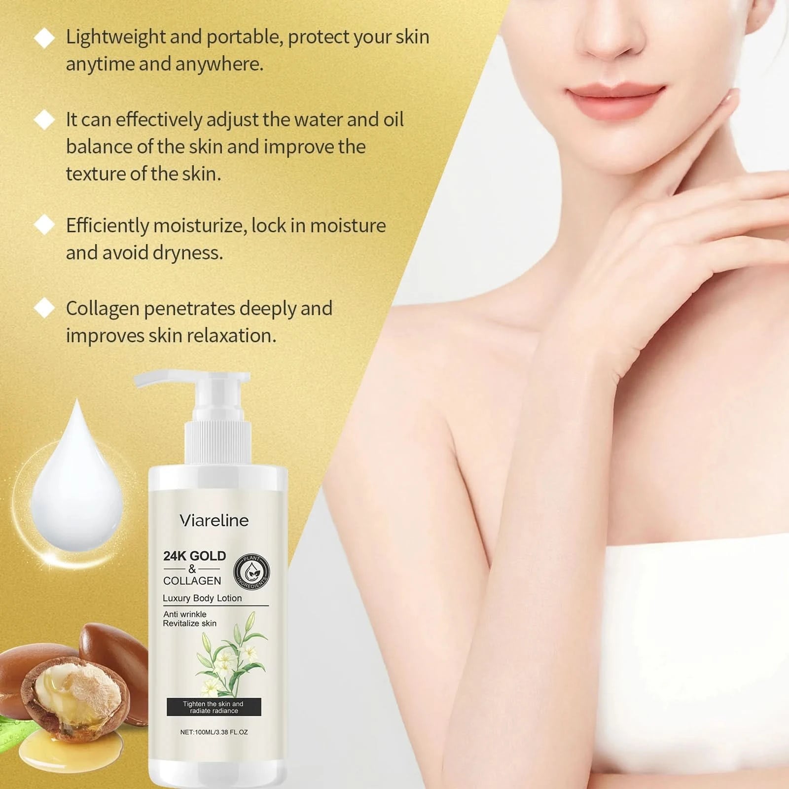 Viareline Collagen Body Lotion Floral Scent Moisturizing Improve Skin Smoothness Non-greasy Anti-wrinkle Luxury Body Cream - M & M Global