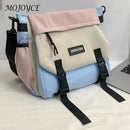 Unisex Student Messenger Bag Large Capacity Leisure Sling Bag Contrast Color Nylon Satchel Bag for College Travel Business - M & M Global