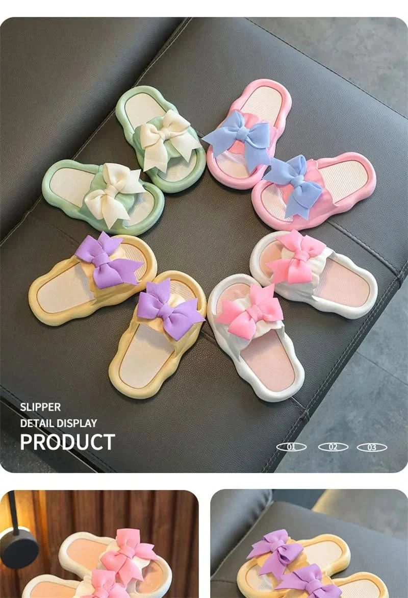 Summer New Kids Home Shoes Anti Slip Soft Sole Girls Bath Slipper Cartoon Cute Flower Bow Princess Slippers Children Beach Shoes - M & M Global