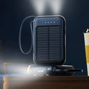 Solar Power Bank Built 4 Cables Portable Charger External Spare Battery Mini Powerbank with LED Light for IPhone Xiaomi Huawei - M & M Global