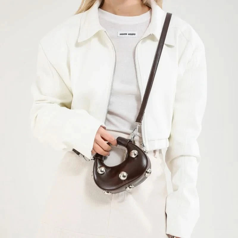 Retro Versatile Ladies Mini Handbag Women Big Rivet Personality Luxury Designer Crossbody Bags for Women Streetwear Shoulder Bag - M & M Global