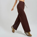 Women's yoga pants high waist wide leg gym casual pants solid color drawstring high elasticity quick drying tight pants