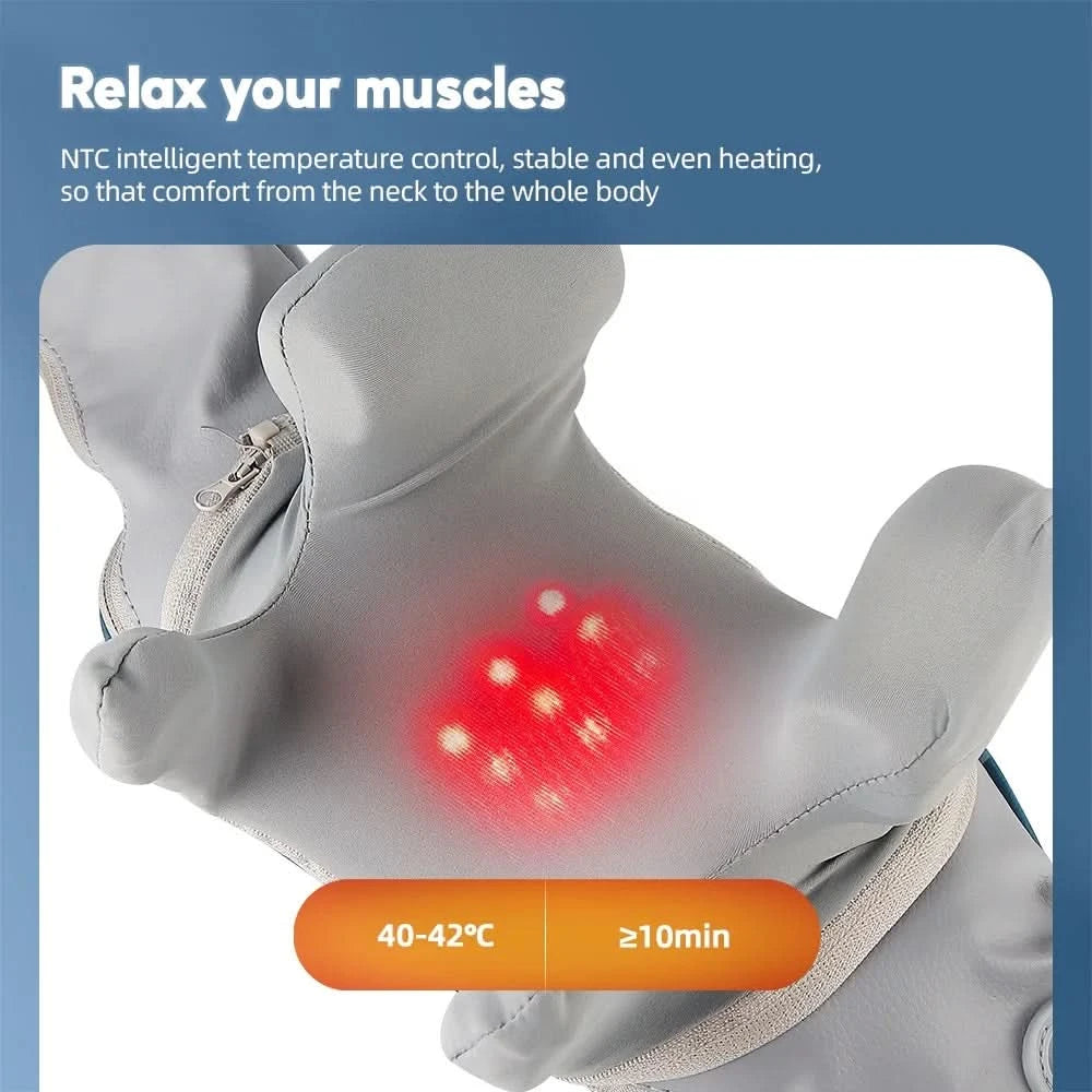 Electric Shoulder Kneading Massage Shawl Automatic Neck Back Massager Wireless Back Muscle Trapezius Relaxing Massage Pillow - M & M Global