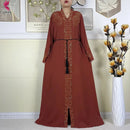 New Muslim Abayas For Women Long Sleeved Dress Dubai Lady Elegant Long Dress Islam Clothing African Abaya Loose Robe With Turban - M & M Global