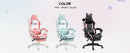 Dowinx Gaming Chair Cute with Cat Ears and Massage Lumbar Support, Ergonomic Computer Chair for Girl with Footrest and Headrest