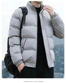 Men's Cotton Jacket Winter Stand Collar Warm Fashionable Trendy Bread Style Coat Regular Fit Male Outerwear Winter Jacket Men