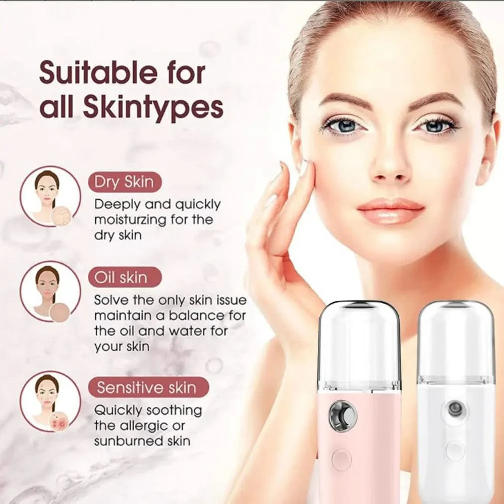 Nano Spray Water Replenisher Hydration Instrument Mini Portable Rechargeable Facial Steamer Beauty Moisturizing Humidifier - M & M Global