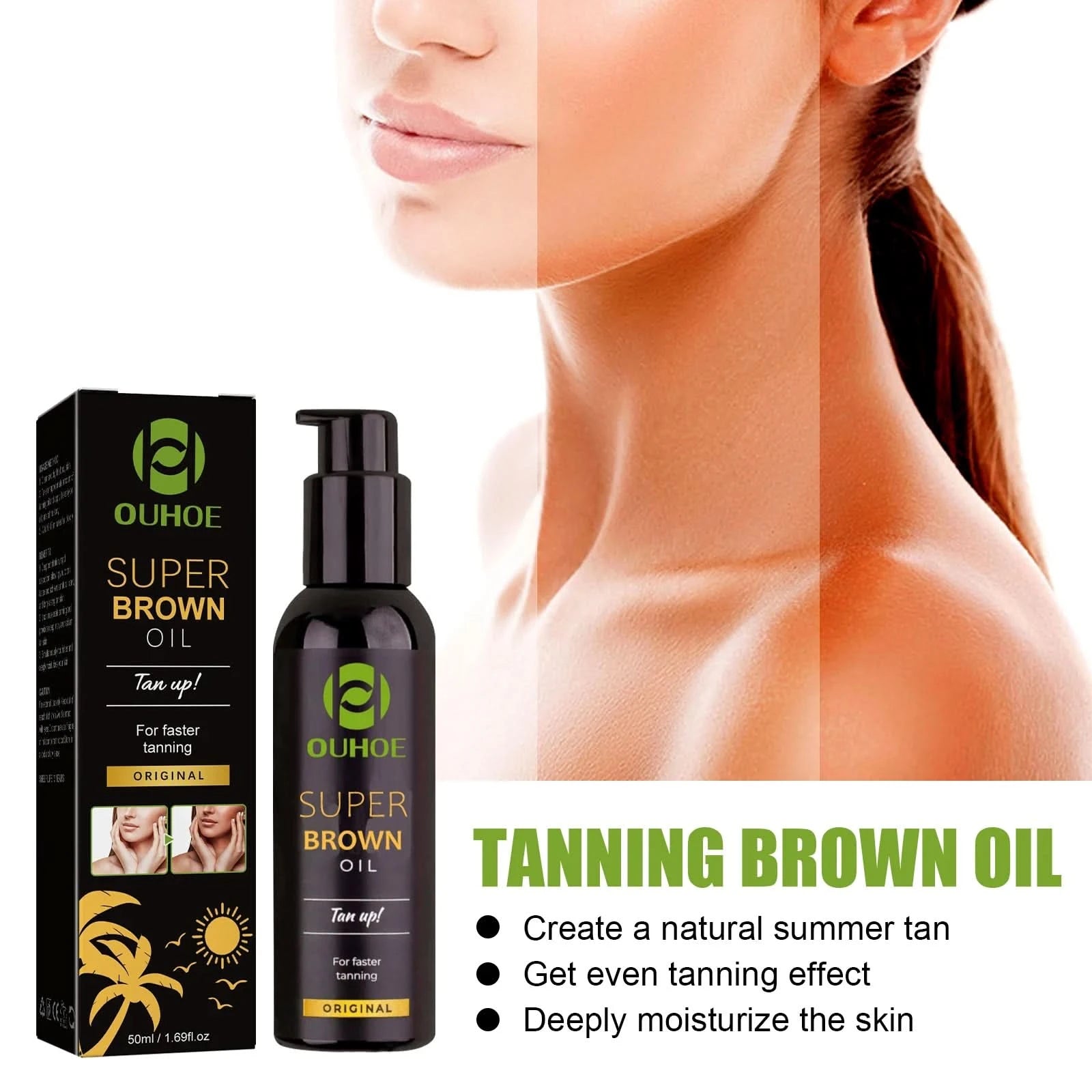 Shine Brown Premium Tanning Accelerator Tanning Oil for Outdoor Sun Suntan Oil Natural Tan with Mild Ingredients Super Brown Oil - M & M Global