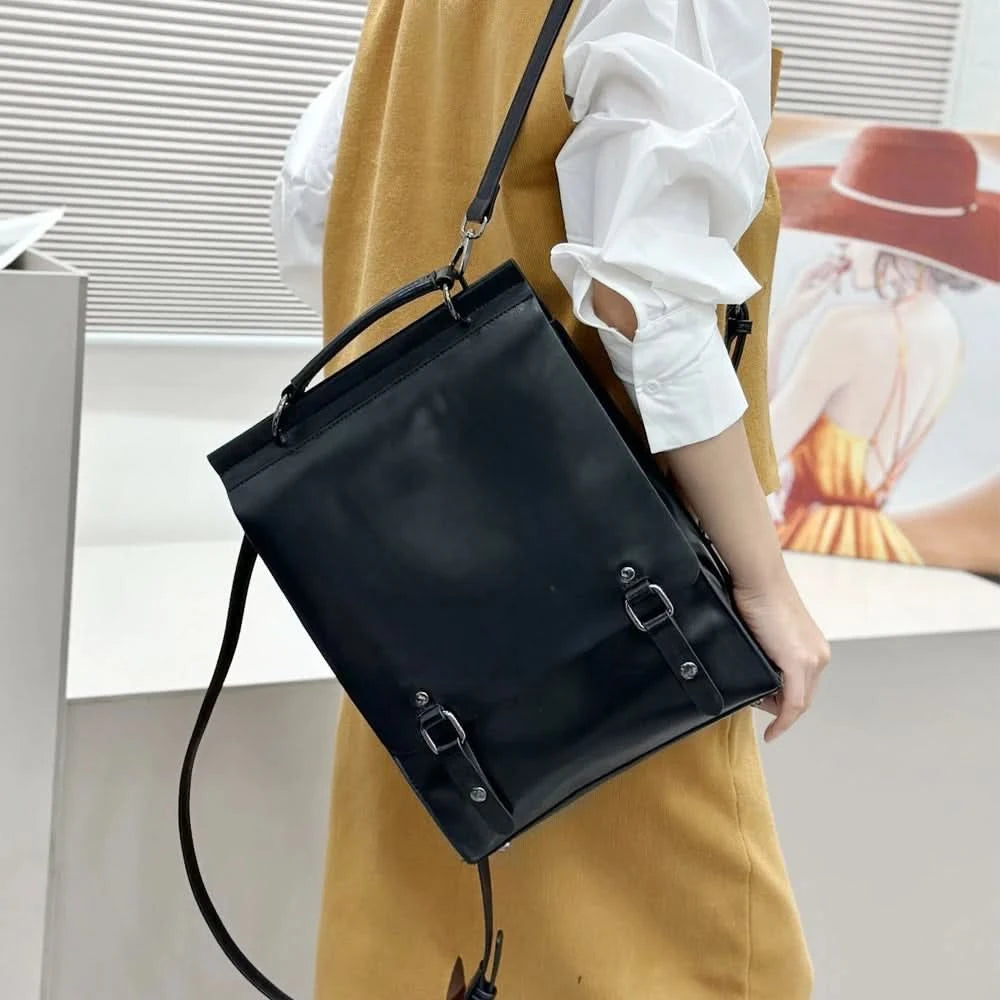 Genuine Leather Women Backpack Cross Body Bag Book School Bags Real Cowhide Lady Female Laptop Daypack Messenger Shoulder Bags - M & M Global