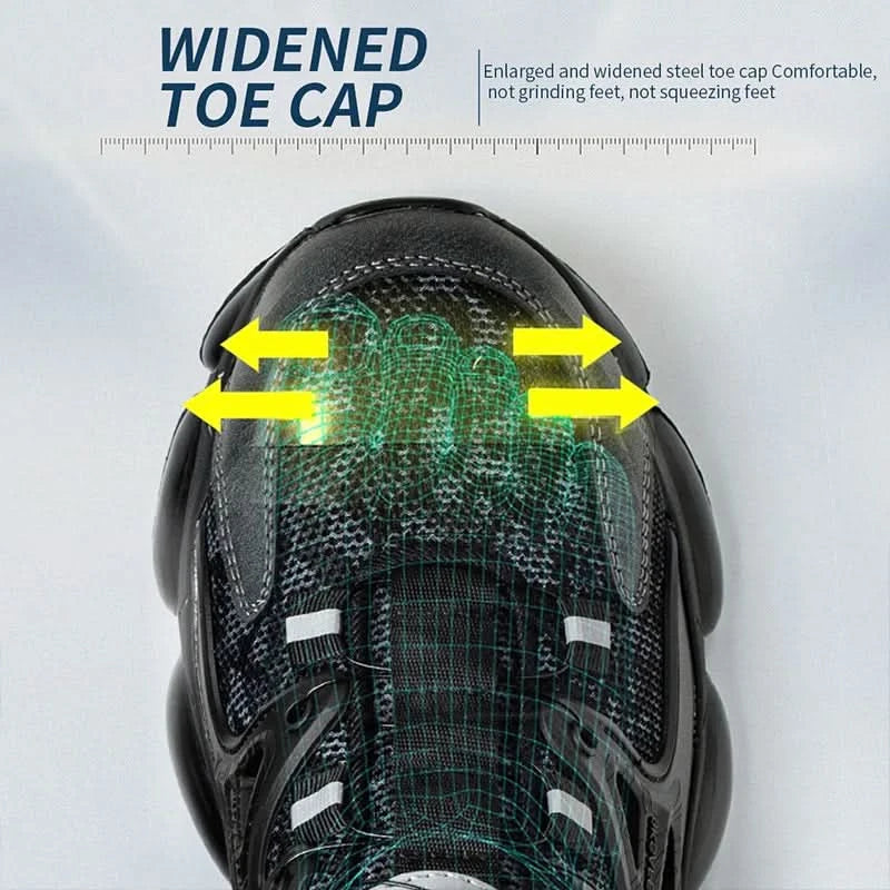 Slack-stab-proof work shoes with elastic buttons and lace-up