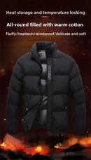 Men's Cotton Jacket Winter Stand Collar Warm Fashionable Trendy Bread Style Coat Regular Fit Male Outerwear Winter Jacket Men