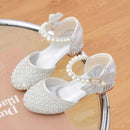 Rhinestones Princess Party Shoes Shiny Crystal Bow White Children High Heels Girls Sandals Summer Kids Student Performance Shoes - M & M Global