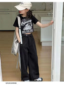 Girls' summer casual suit, new children's fashionable T-shirt, casual pants, summer dress, foreign short-sleeved two-piece set, - M & M Global
