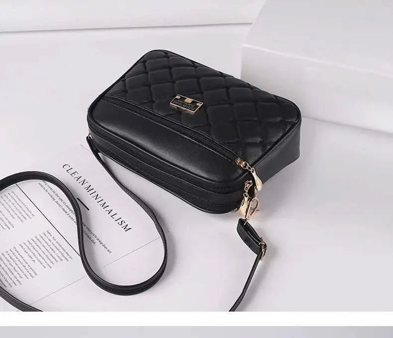 2025 Women's One Shoulder Small Square Handbag New Cross Border Foreign Trade Lingge PU Crossbody Versatile Small Messenger Bag - M & M Global