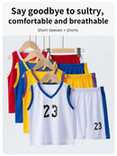 Summer CHILDREN'S Basketball Suit Boys and Girls Sports Vest Shorts Suit 23rd Handsome Boys and Students Vest Suit 2-piece. - M & M Global