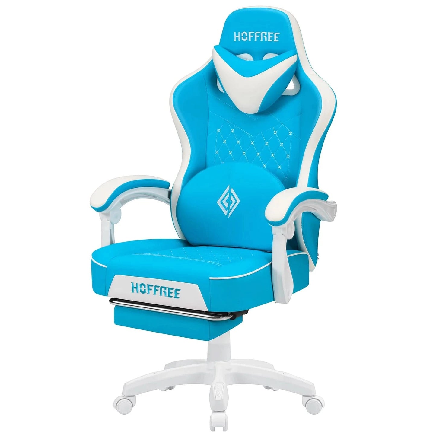 Gaming Chair with bluetooth Speakers RGB LED Lights Ergonomic Massage Video Game Chair with Footrest High Back w/ Lumbar Support