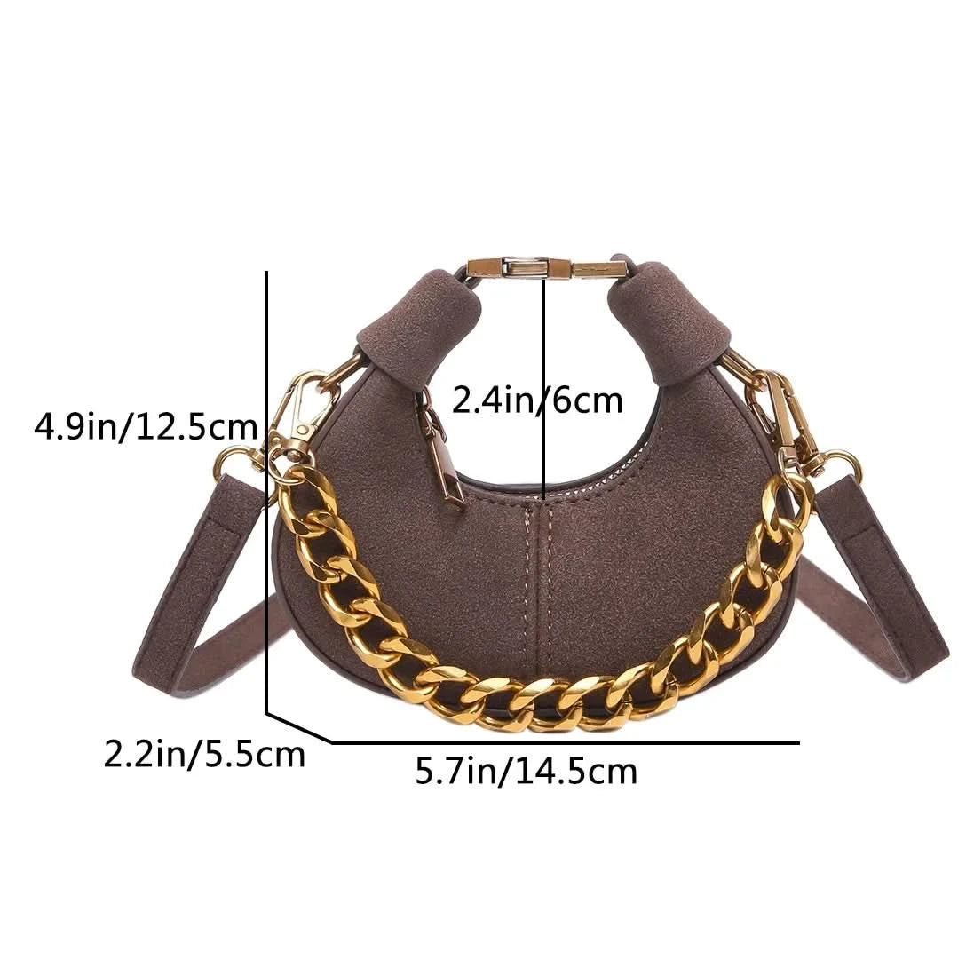 Mini Semicircle Saddle Crossbody Bag For Women Luxury Lemon Color Handbag Half Moon Bag Fashion Chain Lady Cross Body Bag - M & M Global