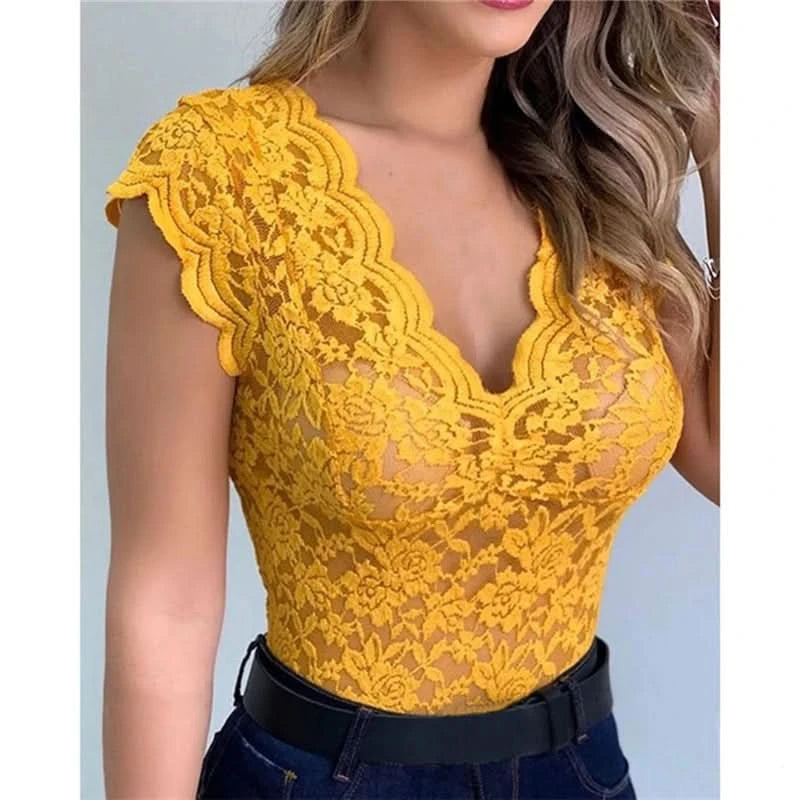 Women Summer Sexy Lace Crochet Cardigan Casual Solid Color Tops Female Trend Lace Hollow Out Sleeveless Top for Ladies - M & M Global
