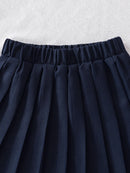 Girls’ 2-Piece Polo Sweatshirt & Navy Pleated Skirt Set