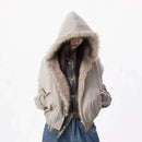2025 Y2k American new Jacket  Retro Woolen Collar Hoodeds Cotton Plush Men Street Hip Hop Gothic Harajuku Oversize Jacket Coat