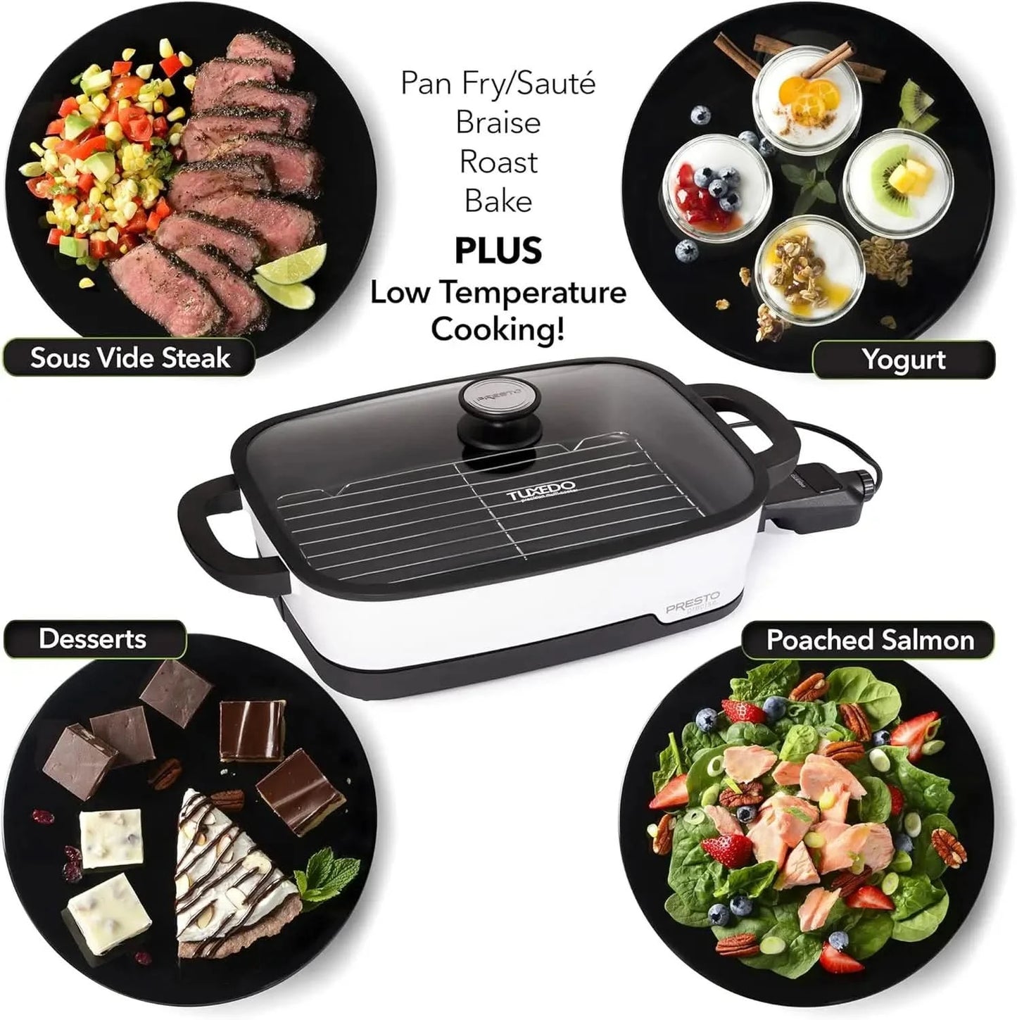 06854 Tuxedo Digital Precision Skillet, Sous Vide, Multi-Cooker - M & M Global