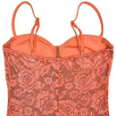 Mozision Floral Lace Sexy Maxi Dress For Women Orange Spaghetti Strap Sleeveless Backless Bodycon Club Party Long Dress Elegant - M & M Global