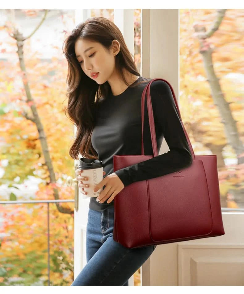 Solid Color Luxury Handbag Women Bags Designer HIgh Quality Leather Shoulder Bags for Women 2024 High Capacity Shopping Tote Bag - M & M Global