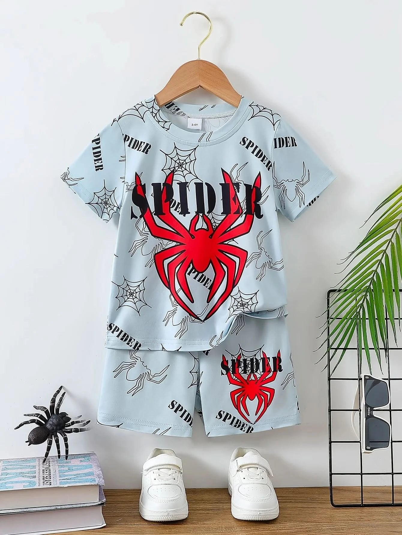 The 2025 summer new children's suit 3D digital printed spider children's summer top/shorts is suitable for boys and girls. It is - M & M Global