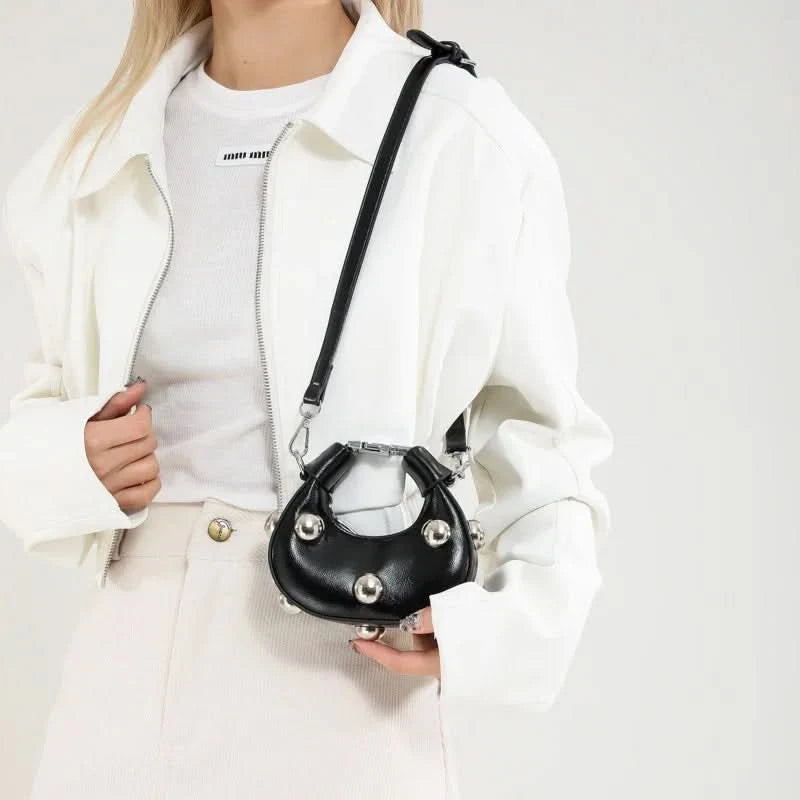 Retro Versatile Ladies Mini Handbag Women Big Rivet Personality Luxury Designer Crossbody Bags for Women Streetwear Shoulder Bag - M & M Global