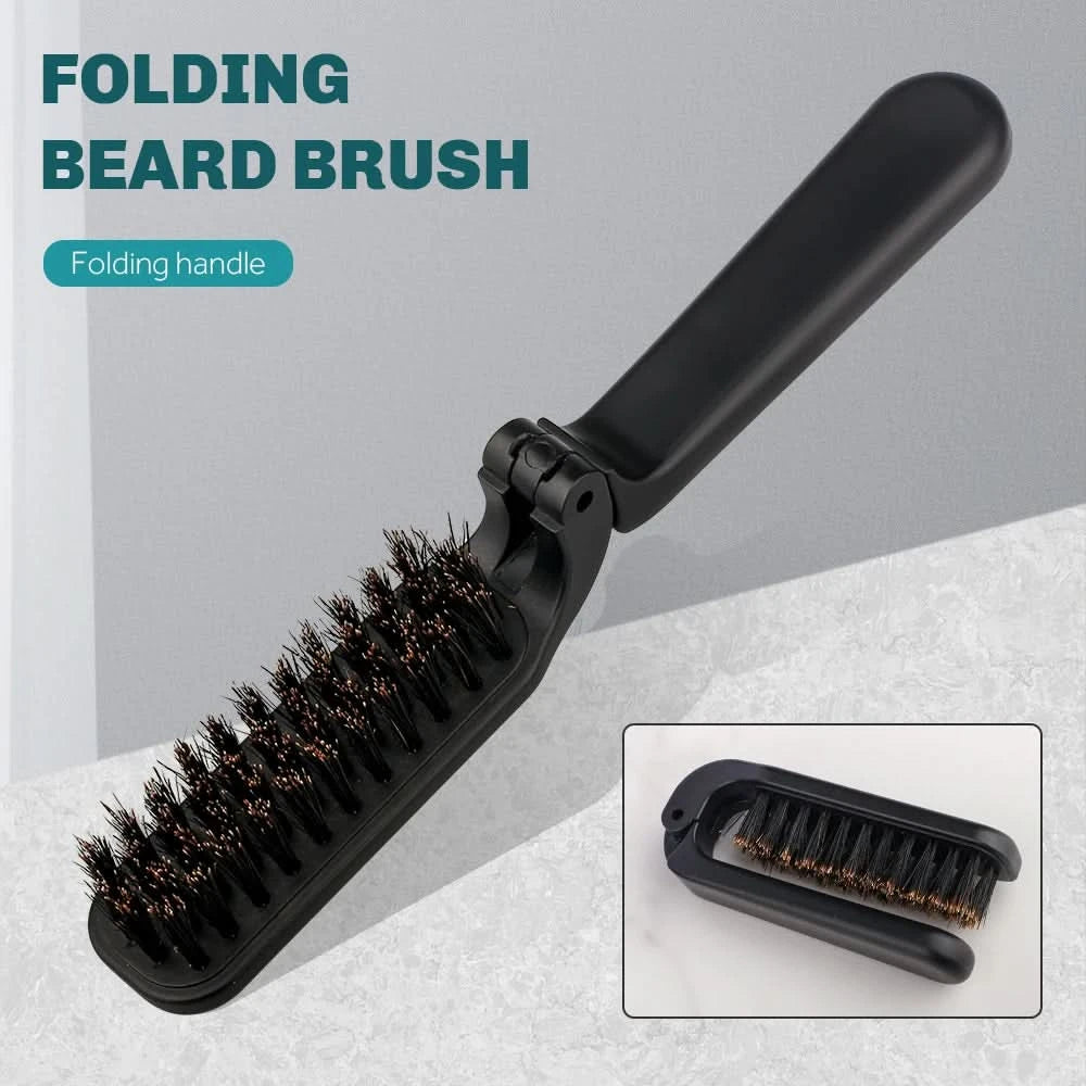 Natural Boar Bristle Beard Brush Men Facial Hair Cleaning Brush Professional Hairbrush Shaving Tools Beard Mustache Brushes - M & M Global