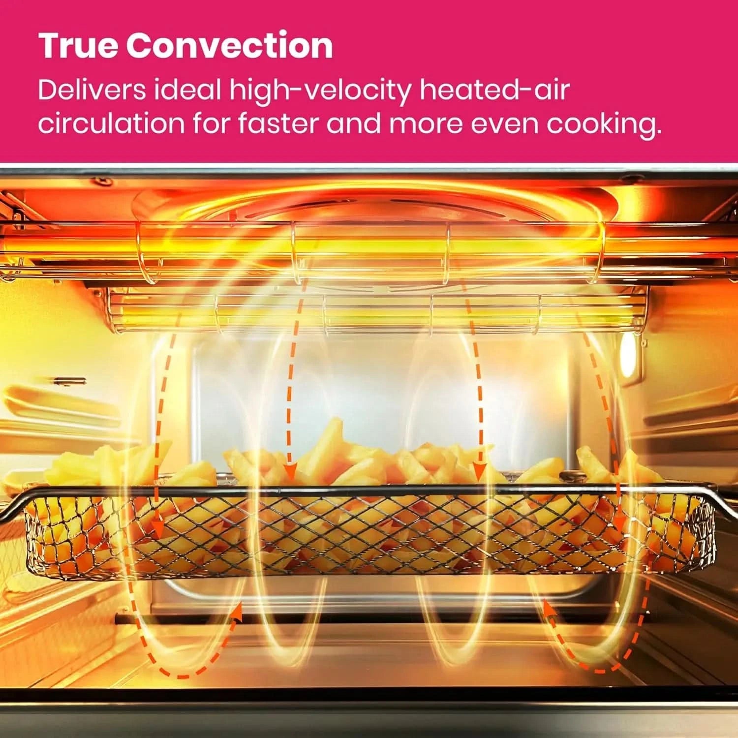 Limited Edition Happy Pink Infrared Heating Air Fryer Toaster Oven, Extra Large Countertop Convection Oven 10-in-1 Combo, 6-Slic - M & M Global