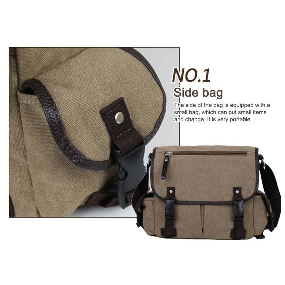 Classic Men Shoulder Bag Men's New Canvas Messenger Bag Outdoor Leisure Travel Multi Pockets Satchel Handbags Men's Designer Bag - M & M Global