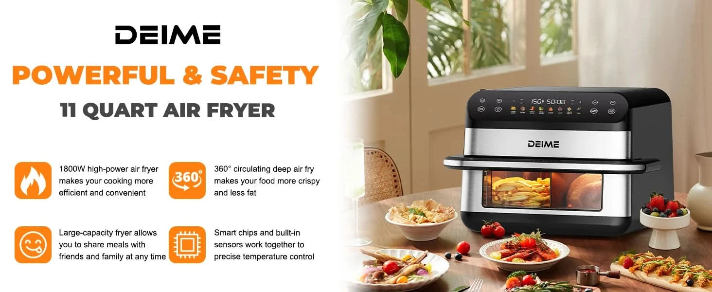 Air Fryer 10.6 QT Oilless 1800W Large Capacity Oven Air Fryers Healthy Cooker with 8 Preset, Large AirFryer for Families Visual - M & M Global