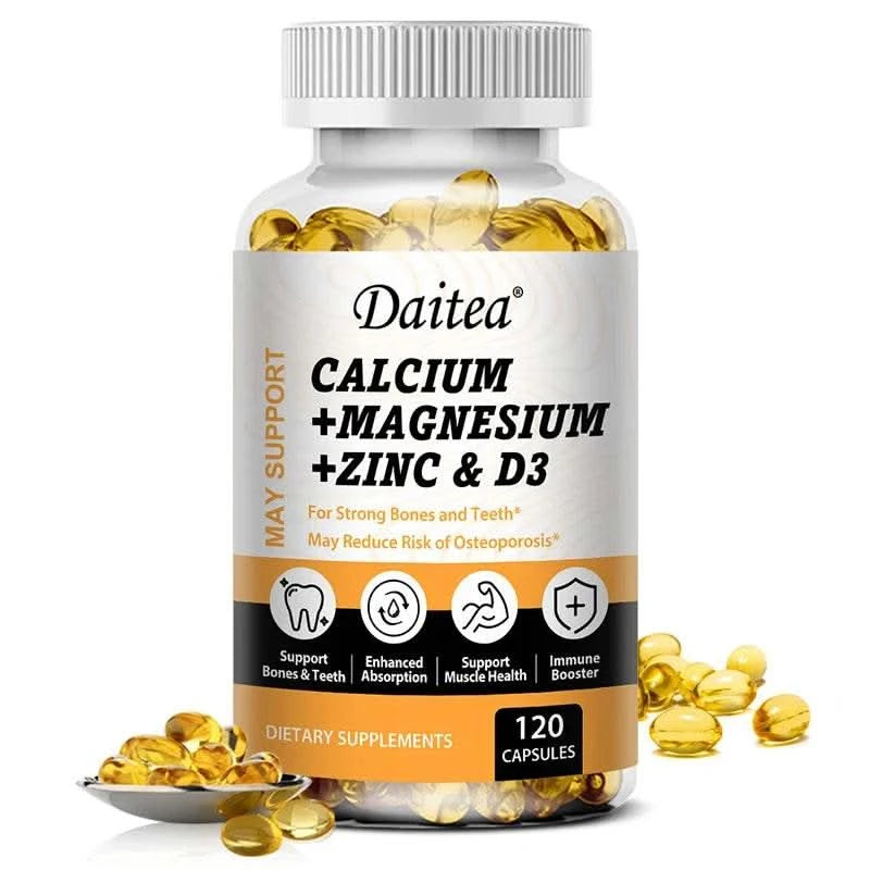 Calcium, Magnesium, Zinc + Vitamin D3 for Healthy Teeth, Bones and Muscles, Heart and Nervous System Health, Immune Function - M & M Global