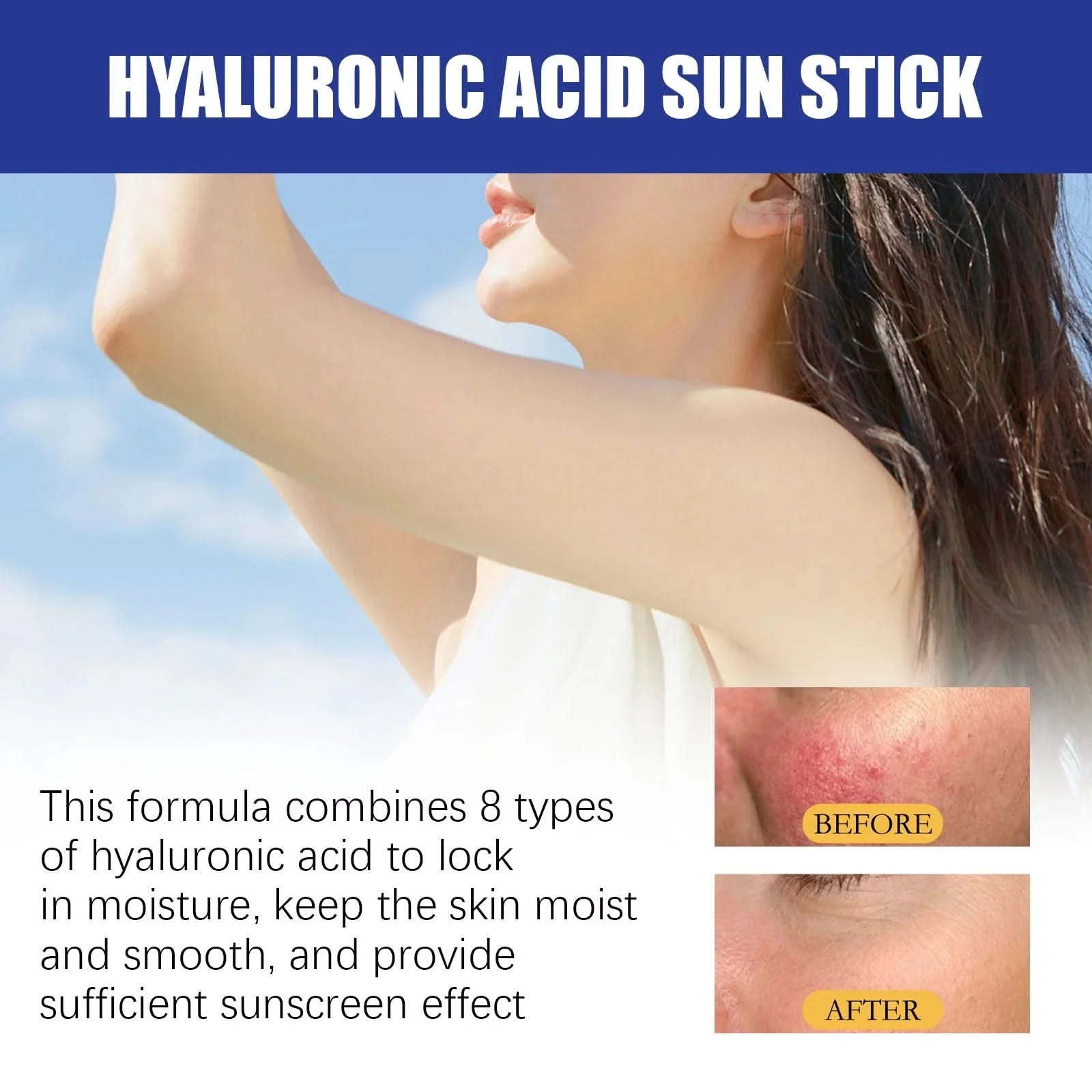 Hyaluronic Acid Sunscreen Bar Moisturizes Skin And Reduces Uv Light Refreshing Hydrating Isolating Waterproof And Uv Resistant - M & M Global
