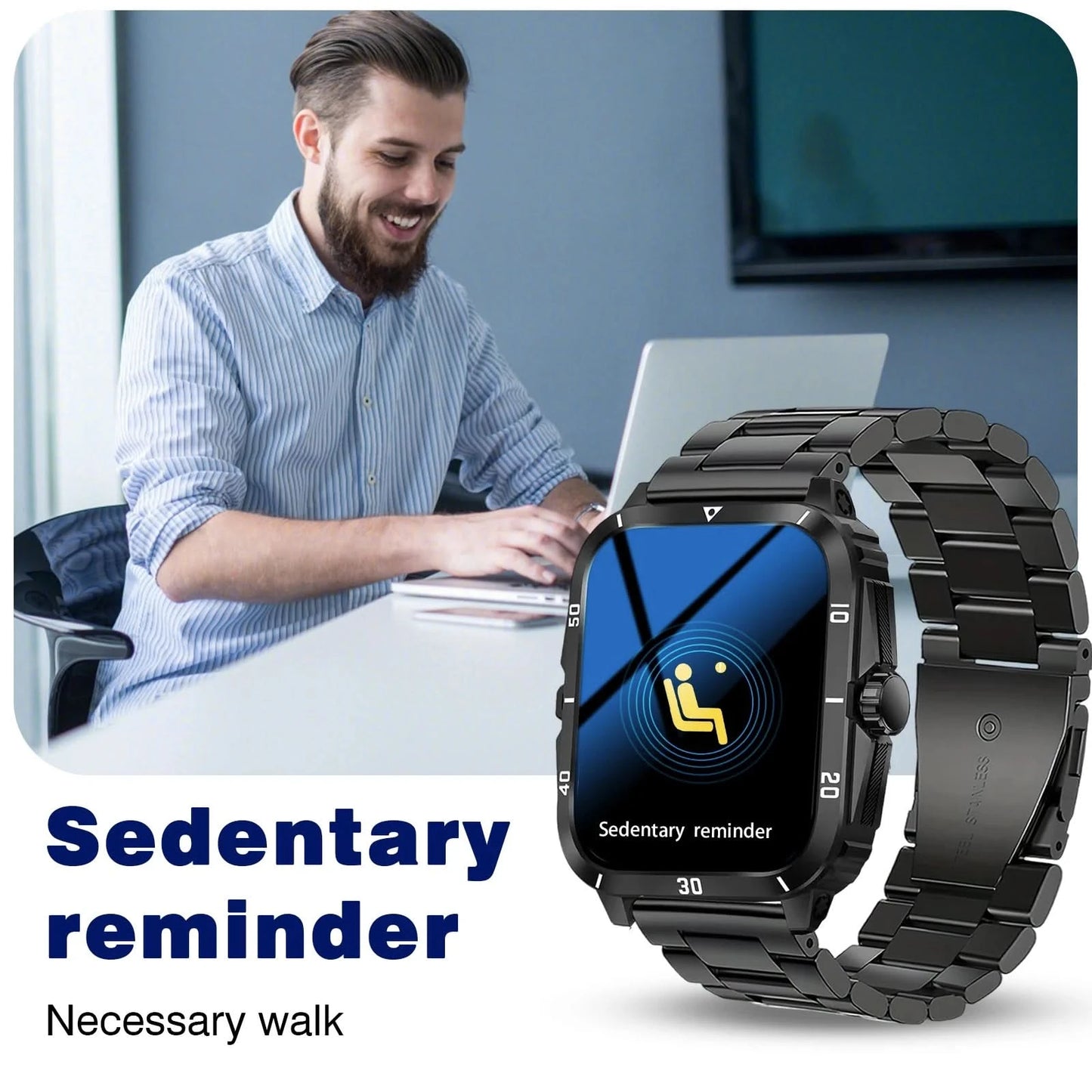 Smart Watch, Wireless Calls, Message Reminders, Multi-Sports Mode, Music Playback, Suitable For Iphone/Android Phones