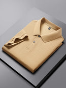 100% pure cotton boutique short sleeved high-end men's polo shirt summer high-quality solid color topsbusiness casual T-shirt