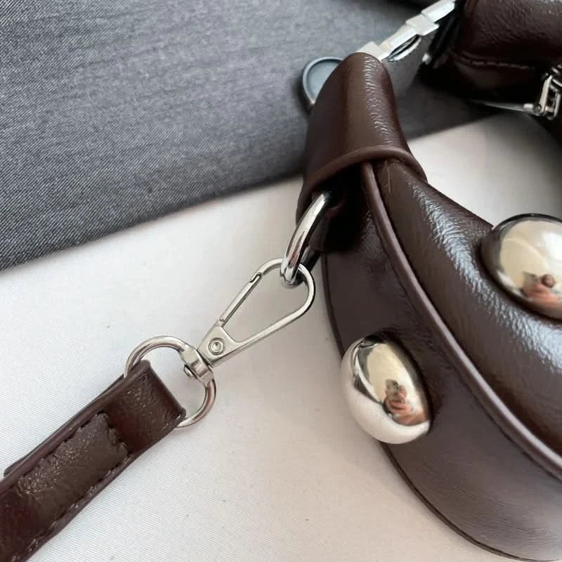 Retro Versatile Ladies Mini Handbag Women Big Rivet Personality Luxury Designer Crossbody Bags for Women Streetwear Shoulder Bag - M & M Global