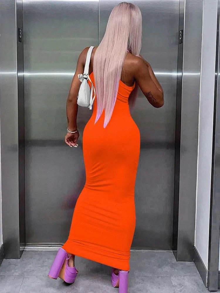 Dulzura Women Fashion 2024 Autumn Sleeveless Club Streetwear Bodycon Pink Pencil Long Dress Wholesale Items For Business - M & M Global