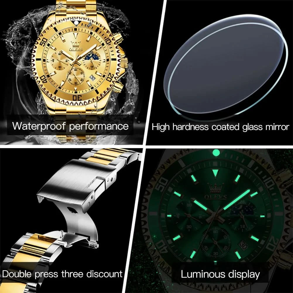 OLEVS Watches For Men Classic with Date Dress Luxury Big Face Waterproof Luminous Men's Wrist Watch Stainless Steel Men Watch - M & M Global