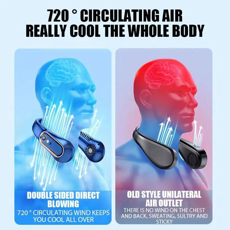 Hanging Neck Fan Digital Display Power Ventilador Bladeless Neckband Fan Portable Mini Air Cooler USB Rechargeable Electric Fans - M & M Global