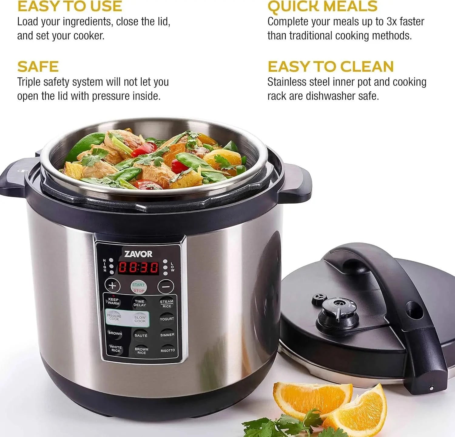 8 Quart Multi-cooker with America's Test Kitchen Multicooker Perfection Cookbook, Stainless Steel - M & M Global