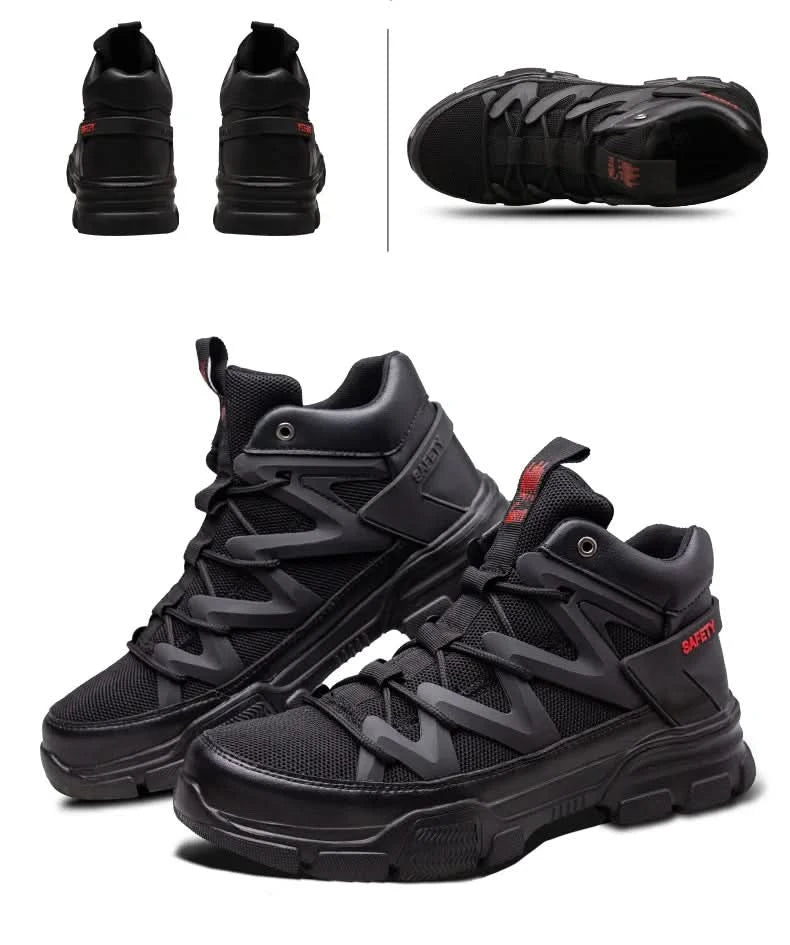 Composite Toe Work Boots Mens Puncture-Proof Midsole Non-Slip Breathable & Comfort Fit for Warehouse Use Anti-smash Work Boots