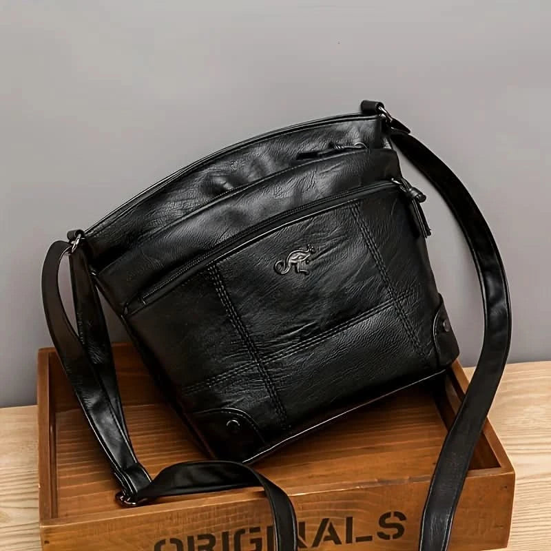 Elegant Vintage Style Shoulder Bag, Faux Leather Multiple Pockets Crossbody Bag, Adjustable Strap, Women's Commuter Work Purse - M & M Global