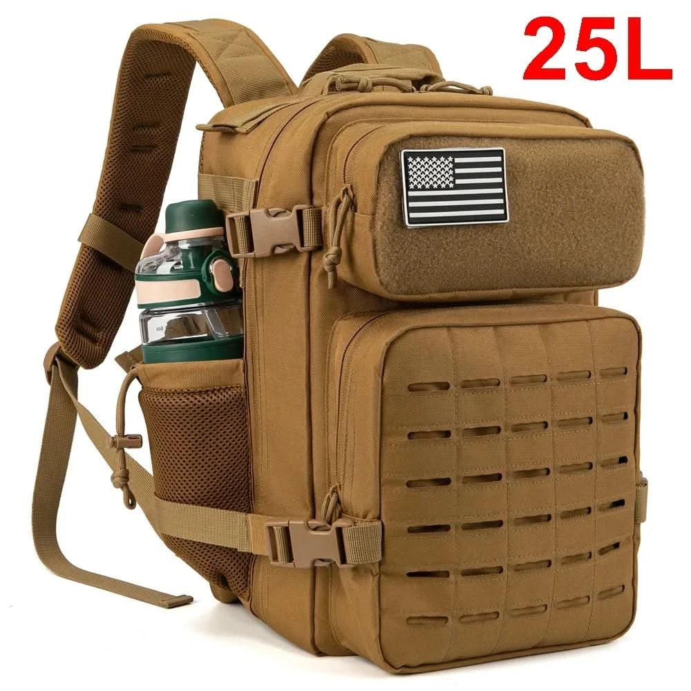 25L/45L Tactical Backpack for Men and Women Outdoor Survival Bug Out Bag Small School Rucksack Hking with Bottle Holder - M & M Global