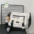 Harajuku Versatile Messenger Bag, Retro Street Crossbody Bag, Student School Canvas Bag,Casual Large Capacity Shoulder Bag - M & M Global