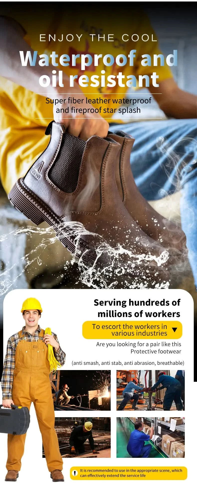 Industrial-Grade Steel Toe Boots Metatarsal Guard Triple Protection Men Work Boots Waterproof Construction Work Shoes Anti-smash