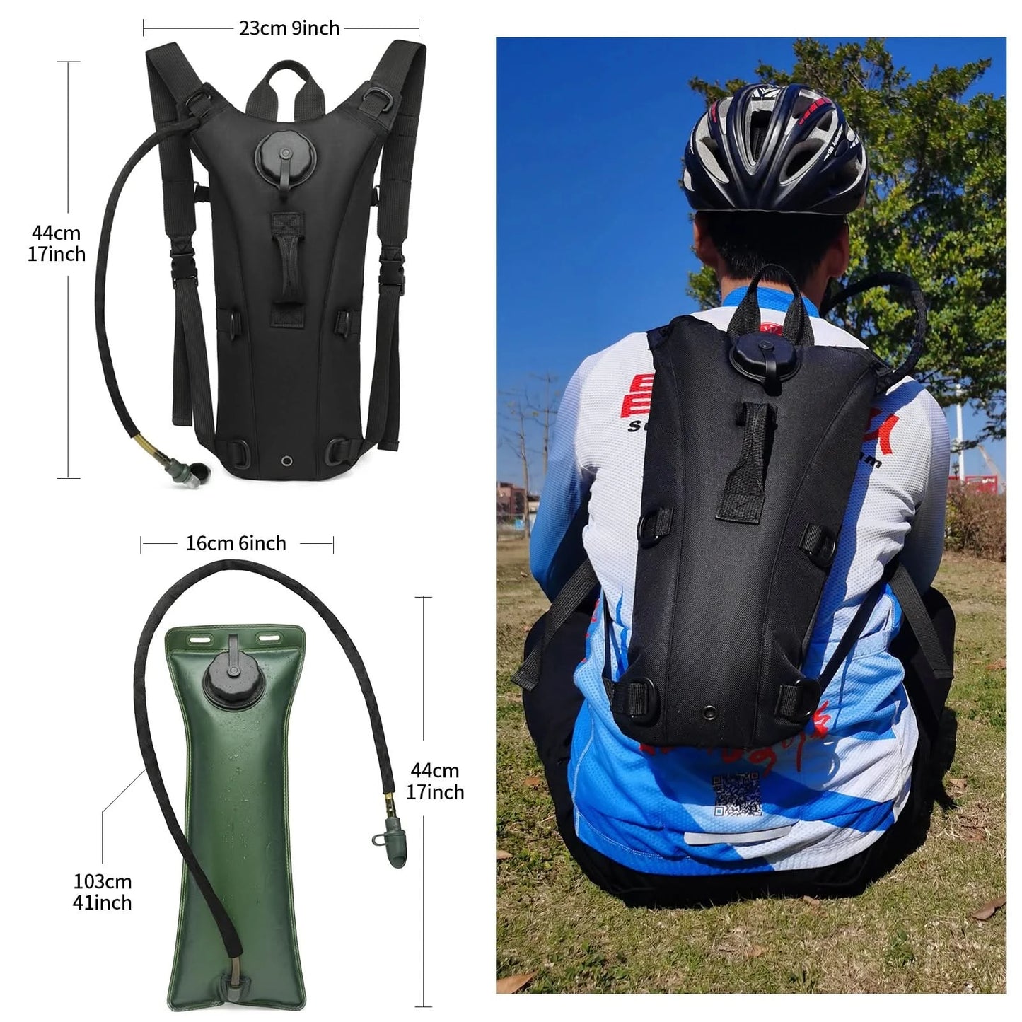 Tactical Water Hydration Pack - Military Class Camel Backpack with 3L Leakproof Water Bladder for Running, Jogging, Cycling - M & M Global